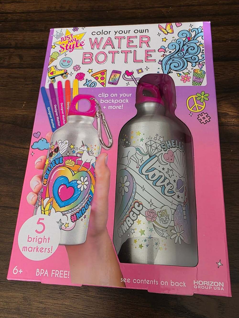 New Just My Style Color Your Own Water Bottle Craft Kit